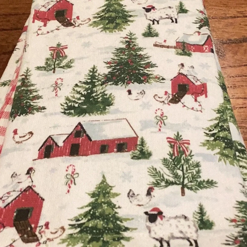 Cynthia Rowley Christmas Kitchen Towels. Set of 3.